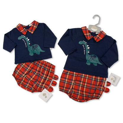 Tartan 2 Piece Set Cute Ness Dino