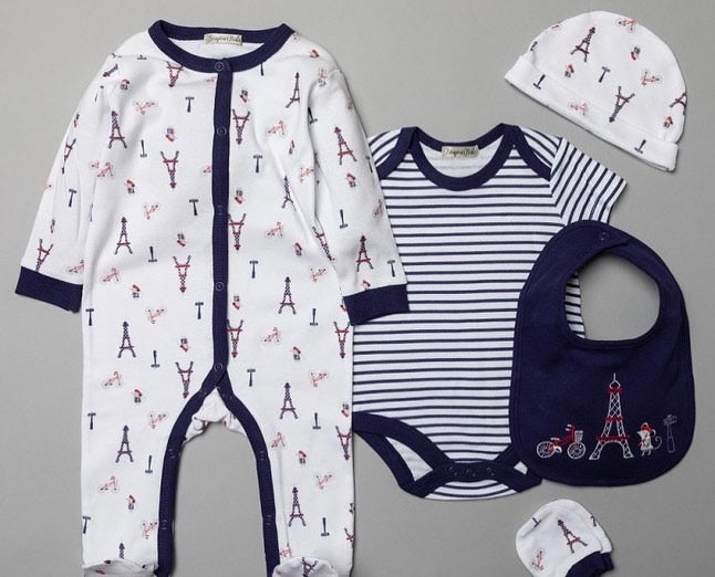 Baby 5 Piece Gift Set Layette with FREE gift bag - Paris design