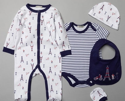 Baby 5 Piece Gift Set Layette with FREE gift bag - Paris design