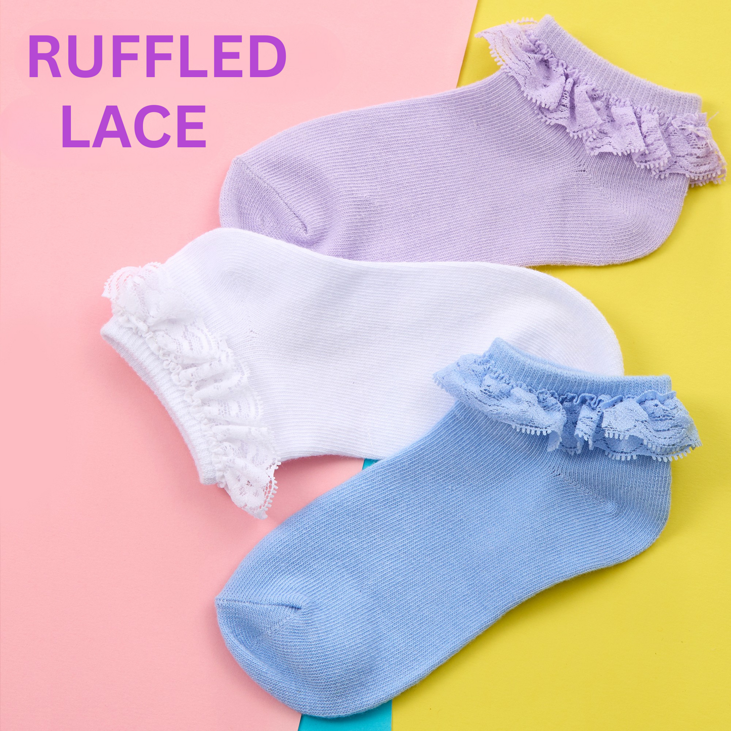 Pack of 3 Trainer Socks with Lace Frill