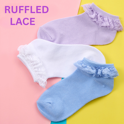 Pack of 3 Trainer Socks with Lace Frill