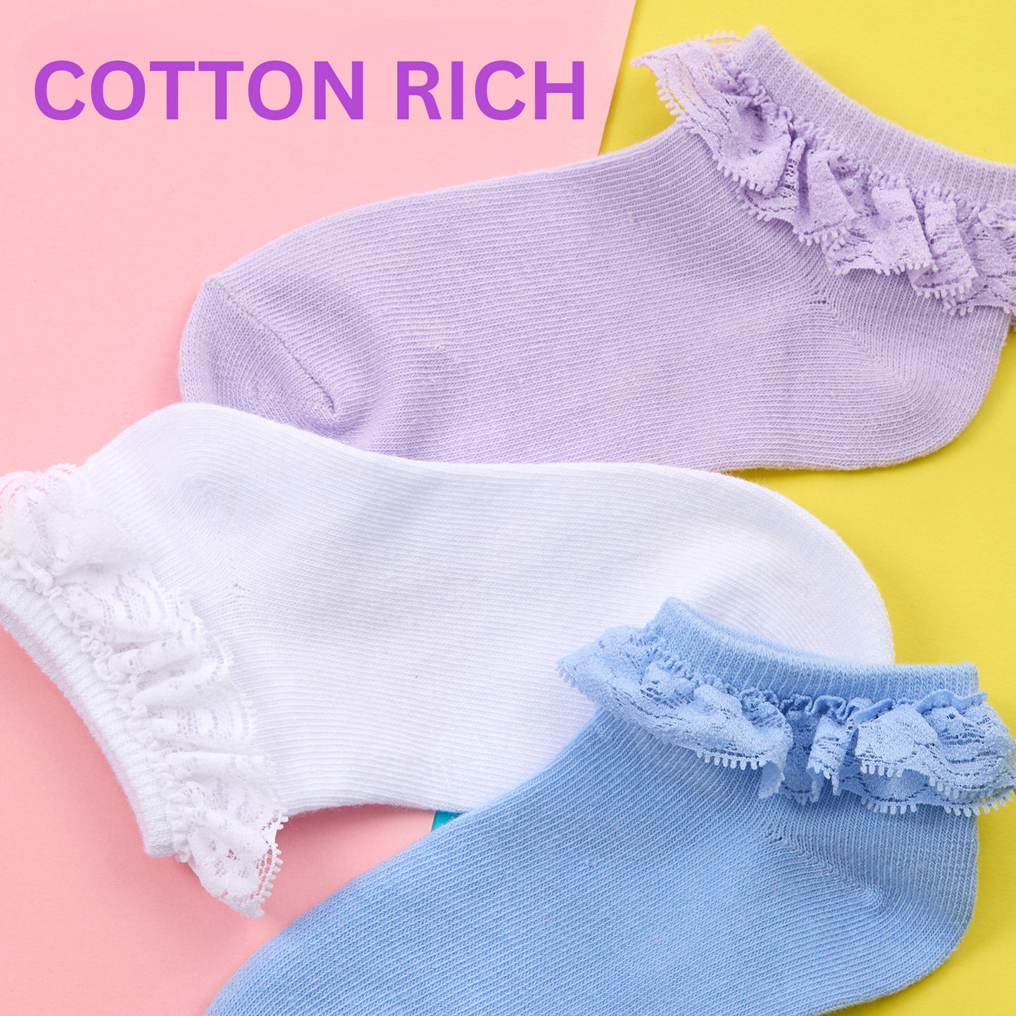 Pack of 3 Trainer Socks with Lace Frill