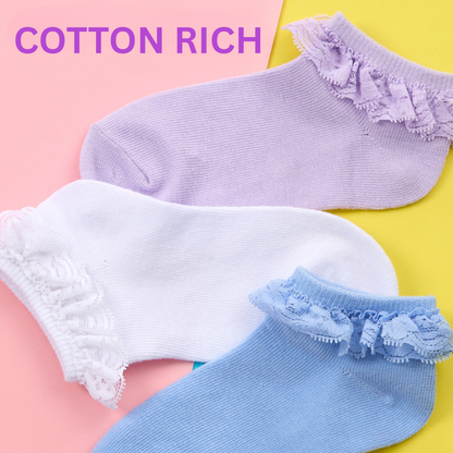 Pack of 3 Trainer Socks with Lace Frill