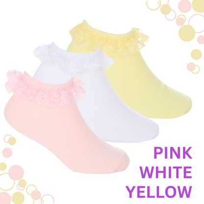 Pack of 3 Trainer Socks with Lace Frill