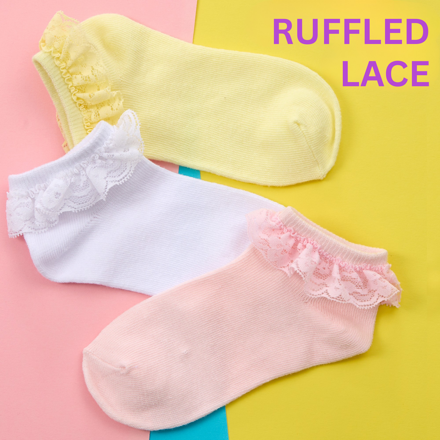 Pack of 3 Trainer Socks with Lace Frill