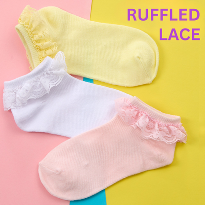 Pack of 3 Trainer Socks with Lace Frill