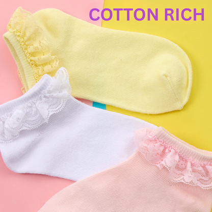 Pack of 3 Trainer Socks with Lace Frill
