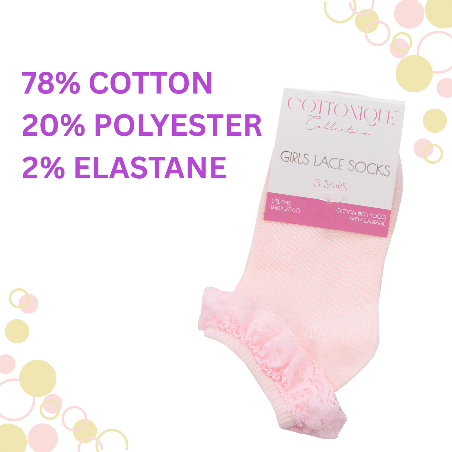 Pack of 3 Trainer Socks with Lace Frill