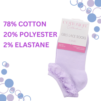 Pack of 3 Trainer Socks with Lace Frill