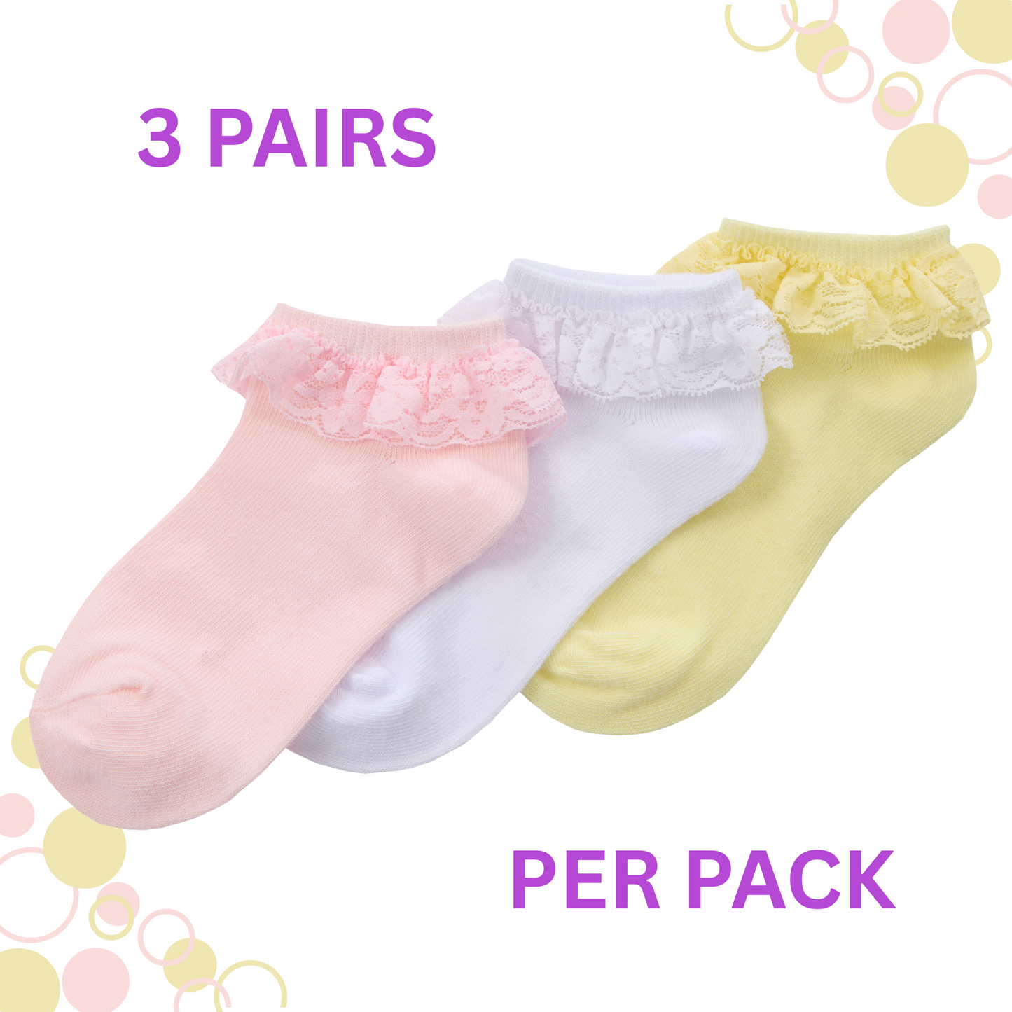 Pack of 3 Trainer Socks with Lace Frill