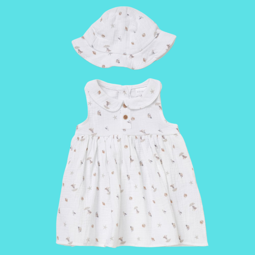 Muslin Fabric Dress & Hat