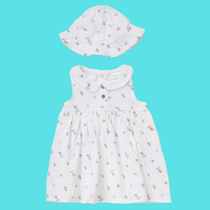 Muslin Fabric Dress & Hat