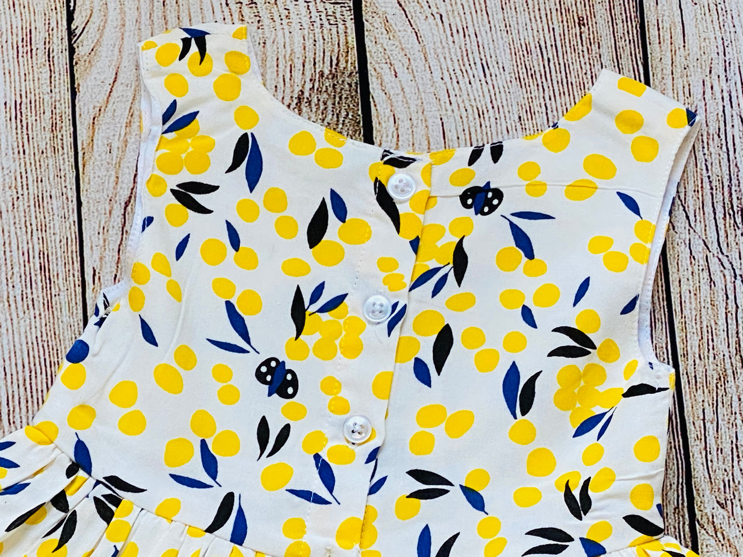 Yellow Floral Print Sleeveless Summer Dress