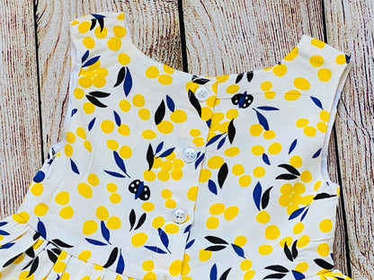 Yellow Floral Print Sleeveless Summer Dress