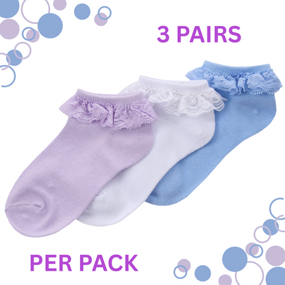 Pack of 3 Trainer Socks with Lace Frill