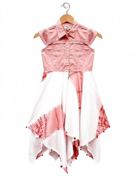 Denim Top Tie-Dye Print Dress