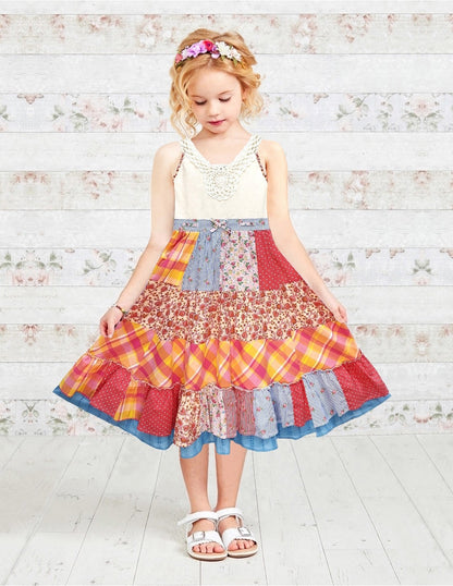 Patchwork Tiered Crochet Top Summer Dress