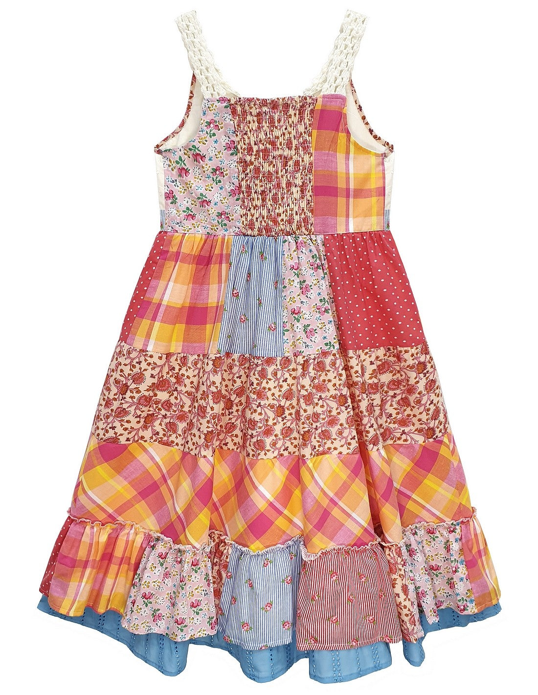 Patchwork Tiered Crochet Top Summer Dress