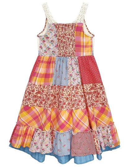 Patchwork Tiered Crochet Top Summer Dress