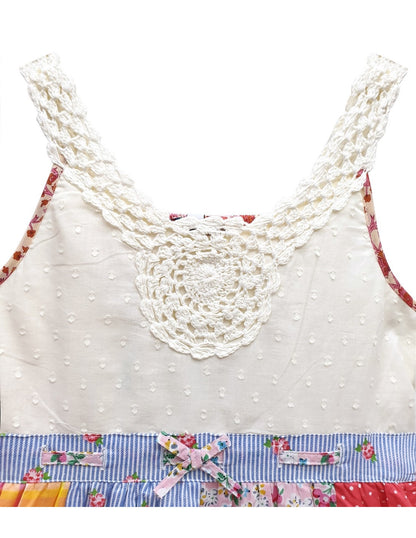 Patchwork Tiered Crochet Top Summer Dress